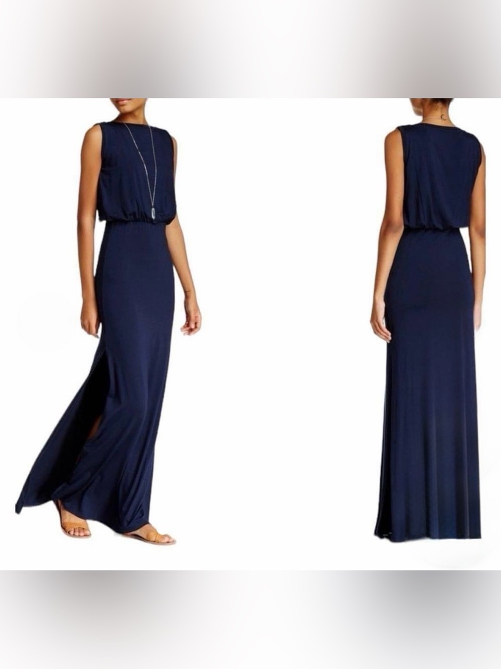 Go Couture Navy Sleeveless Maxi Dress